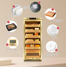 Load image into Gallery viewer, RACHING MON1800A - GOLD (1000 Cigars) | Precision Electronic Cigar Humidor Cabinet